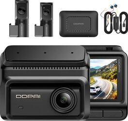 Camera de bord DDPAI Z90T 4G, 3 canale (fata + spate + interior), 4K, Triple HDR, GPS, Wi-Fi 6, kit hardwire inclus