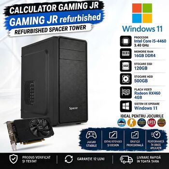 Calculator gaming JR refurbished Spacer Tower I5-4460 3.40 GHz Ram 16GB HDD 500GB SSD 120gb Video RX460 4GB Windows11