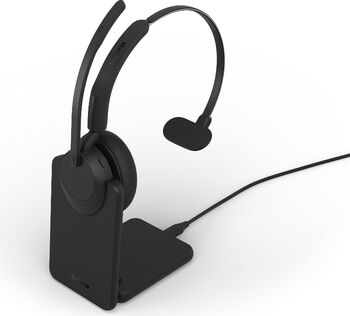 Căști Jabra Evolve3 45 UC Mono negru cu Link 390a și statie de încărcare