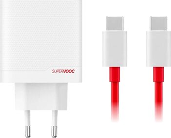 OnePlus 80W Dual Ports SUPERVOOC Adapter Type-C + Type-A with USB-C Cable - White