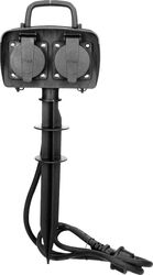 Prelungitor grădină Orno OR-AE-13138 GS 2 prize 230V 3680W 16A IP44 1.5 m vârf tip sageata Negru