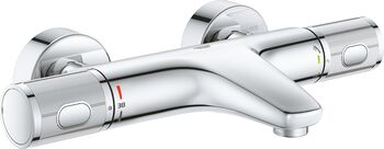 Baterie cada Grohe, cu termostat, Precision Feel THM bath exp 1/2", diverter, termostat, cartuș ceramic, montare pe perete, crom