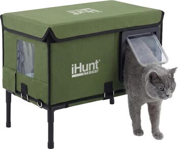 Casuta pisici exterioara iHunt Kitty Warm House, Incalzire 25W, Material Oxford Impermeabil, Sistem Anti-Intruși, Izolație 6 Straturi, 4 Anotimpuri