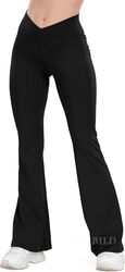 Colanti negri Evazati Dama cu Talie V-Cross 4-Way Stretch Opaci Yoga si Fitness XL