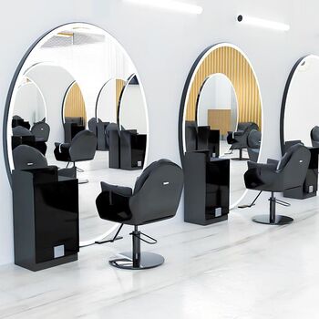 Consola de coafor frizerie cosmetica cu oglindă LED 200x80 PRO neagră