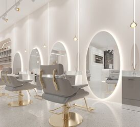 Consola de coafura frizerie și cosmetica cu oglindă LED rotundă PRO 180x90