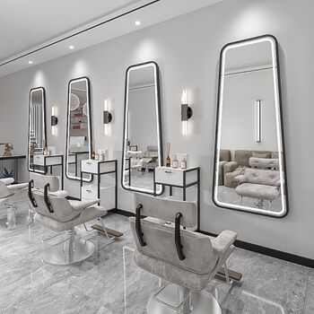 Consola frizerie coafura cosmetica cu oglindă LED 180x80 PRO neagră