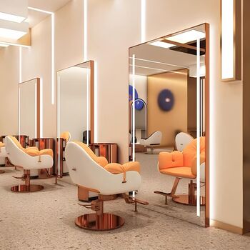 Statie de lucru profesională coafura frizerie cosmetica cu oglindă LED 200x80 cm aurie