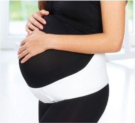Centura abdominala pentru sustinere prenatala BabyJem Pregnancy Marime L Culoare Alb