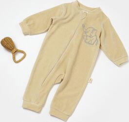 Salopeta Elefant cu maneca lunga din 80bumbac organic si 20 poliester - Stone BabyCosy Marime 18-24 Luni