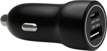 Accesoriu auto Incarcator USB C 30W + USB A 18W Negru