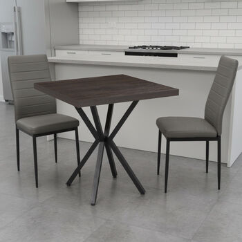 Set Masa fixa Patrata Artex Wenge cu 2 Scaune Piele Oscar Gri