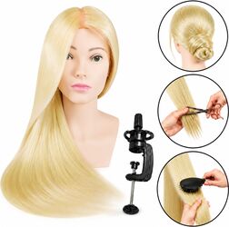 Cap de antrenament cu bust de stup 80 cm blond par termic + mâner pieptănat de coafura cap de exercițiu