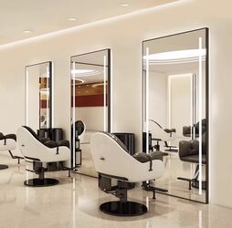 Consola coafura frizerie cosmetica cu oglindă LED 200x80 negru