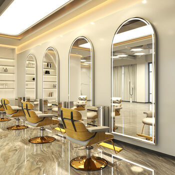 Consola cu oglindă LED pentru coafura frizerie cosmetica 170x70 PRO argintie