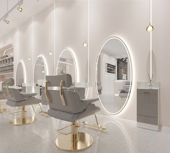 Consola de coafura frizerie și cosmetica cu oglindă LED rotundă 180x90 PRO