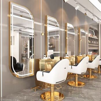 Consola pentru coafura frizerie și cosmetica cu oglindă LED 170x70 PRO finisaj Auriu