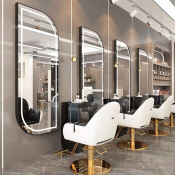 Consola profesionala pentru coafura frizerie și cosmetica cu oglindă LED 170x70 neagră