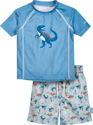 Costum de baie pentru copii cu protecție UV Playshoes Dino albastru 110-116
