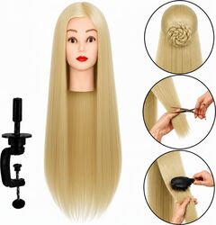 Manechin de coafura Iza par termorezistent 70 cm cu stativ