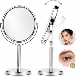 Oglinda cosmetica rotunda cu marire pe stativ pentru machiaj 15x10 cm