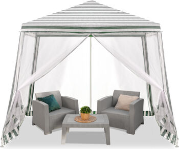 Pavilion de grădină cort pentru petreceri foișor cu plasă de tantari culoare alb/verde dimensiune 3 x 3 m
