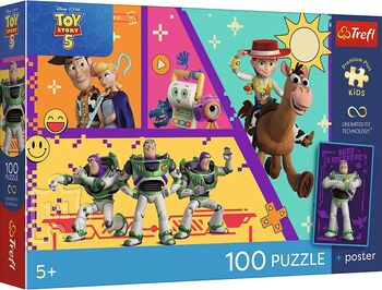 Puzzle Trefl 100 Disney Pixar Toy Story 5 Jucării In Acțiune Cu Poster Inclus