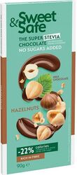 Ciocolata cu lapte cu alune de padure si cu indulcitor stevie 90gr sweet & safe sly nutritia