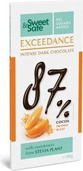 Ciocolata exceedance amaruie 87 cu portocale si indulcitor din stevie 90gr sweet & safe sly nutritia