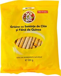 Grisine cu faina integrala quinoa si seminte chia 100gr Solaris Plant