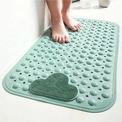 Covoras verde de dus anti-alunecare cu orificii de scurgere si ventuze 70x40 cm