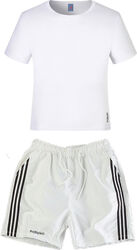 Set Pantaloni Scurti si Tricou pentru Sala Fitness sau Sport Cu Buzunare si Inchidere prin Siret Set cu Evaporare Rapida a Transpiratiei Alb L PriStyle®