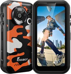 Telefon mini Fossibot F116 Pro cu Action Camera 4K Ultra-Wide, 5G, Dual SIM, 4-inch 120Hz, Dimensity 7300, 12GB RAM, 256GB, Optical Image Stabilization, NFC, 3600mAh, Android 16, Orange