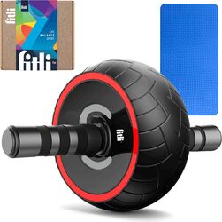 Roata Fitness pentru Abdomene Ab Wheel Fitli 33x20 cm cu Covoras pentru Genunchi din Spuma EVA 33.5x17x0.8 cm Negru