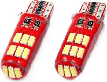 Set becuri auto cu LED CANBUS compatibil T10e W5W 12 SMD SILCA Alb 12V destinat competitiilor auto sau off-road