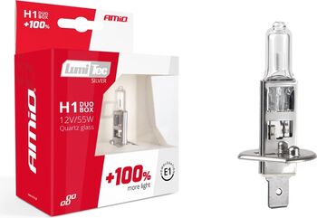 Set becuri cu halogen H1 12V 55W LumiTec SILVER + 100 DUO BOX