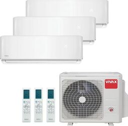 Sistem aer condiționat multisplit Vivax ACP-27COFM79AERI 3 unități interioare R-Design 9000 + 9000 + 12000 BTU Inverter Wi-Fi Autodiagnoza Alb