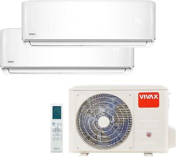 Sistem de aer condiționat multisplit Vivax ACP-18COFM50AERI 2 unități R-Design 12000 + 12000 BTU Inverter Wi-Fi Alb