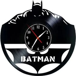 Ceas de Perete Decorativ & Batman - The Dark Knight& din Disc Vinil Reciclat Design Gotham City Negru Mecanism Silențios Sweep