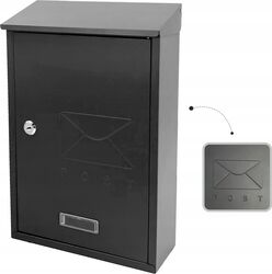 Cutie postala de exterior pentru gard sau perete din otel zincat cu incuietoare 38x10x25cm gri inchis