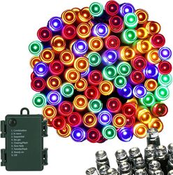 Instalație lumini de exterior pentru grădină 5 metri 50 LED-uri cu baterii multicolor