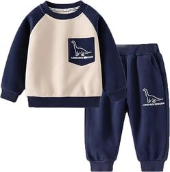 Set trening Baieti 2 Piese Bluza si Pantaloni Imprimeu dinozaur 2 ani