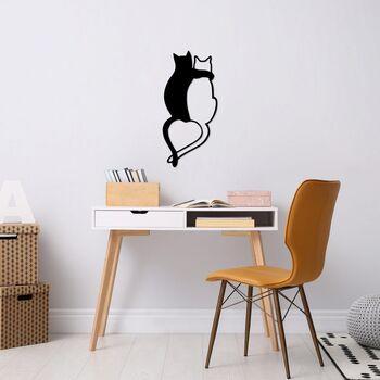 Decoratiune de perete neagra din metal 33x70 cm Love Cats The Home Collection