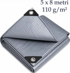 Prelata ranforsata cu ochiuri metalice 5x8 m 110 g/mp uz exterior si industrial