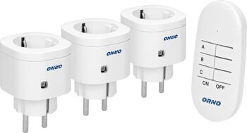 Set 3 prize wireless cu telecomanda Orno OR-GB-438 GS mini Schuko 3000W IP20 alb