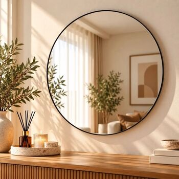 Oglindă de perete ramă metalica rotundă culoarea neagră 75 cm