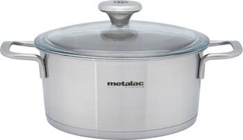 Cratiță 2.6l cu capac din sticlă Santino Metalac inox/20cm/2.6l