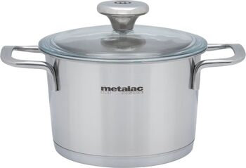 Oală 1.9l cu capac din sticlă Santino Metalac inox/16cm/1.9l