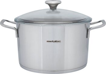 Oală 6l cu capac din sticlă Santino Metalac inox/24cm/6l