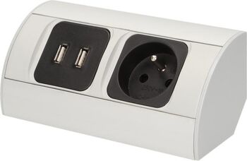 Priza schuko Orno OR-AE-1310 GS 2 x USB 2.1 A 230V 3680W cablu 0.5 m argintiu
